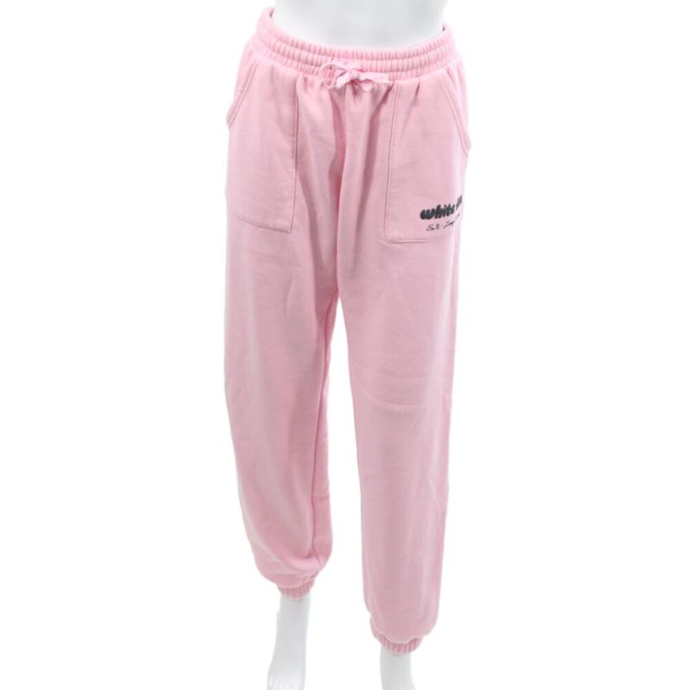 White Fox Women Jogger Pants Pink Drawstring 51% Cotton Athleisure Size S